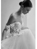 Off Shoulder Ivory Lace Tulle Corset Back Chic Wedding Dress